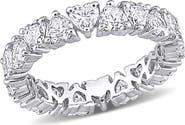 DELMAR Sterling Silver Lab Created Moissanite Heart Eternity Ring