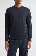 Stone Island Compass Logo Patch Cotton Crewneck Sweatshirt