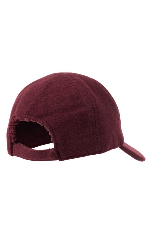 Amicale Wool & Cashmere Faux Shearling Lined Knit Baseball Cap In Burgundy