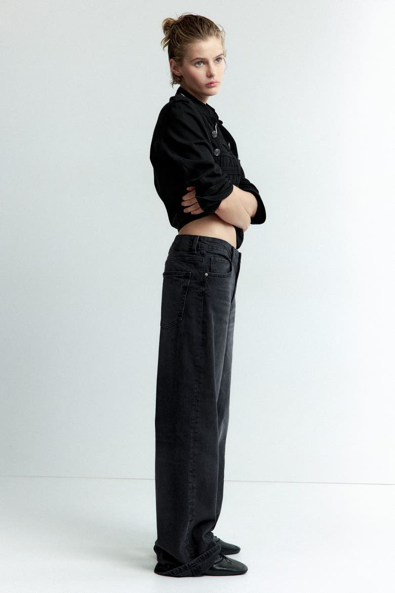 Straight High-Waist Jeans, Alternate, color, Denim black