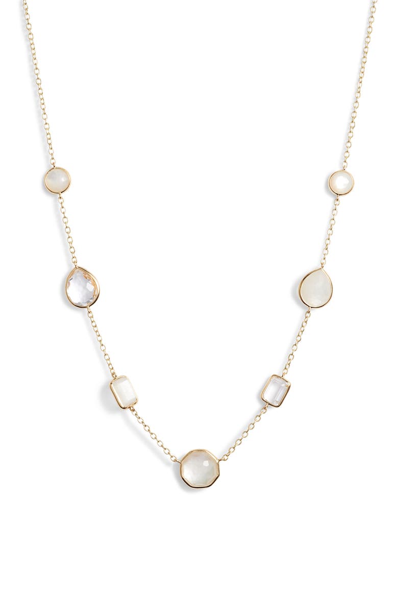 Rock Candy Semiprecious Stone Frontal Necklace, Main, color, GOLD