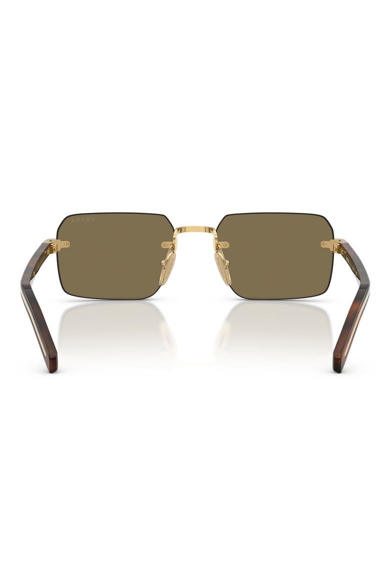 55mm Rectangular Sunglasses, Alternate, color, GOLD / LIGHT BROWN