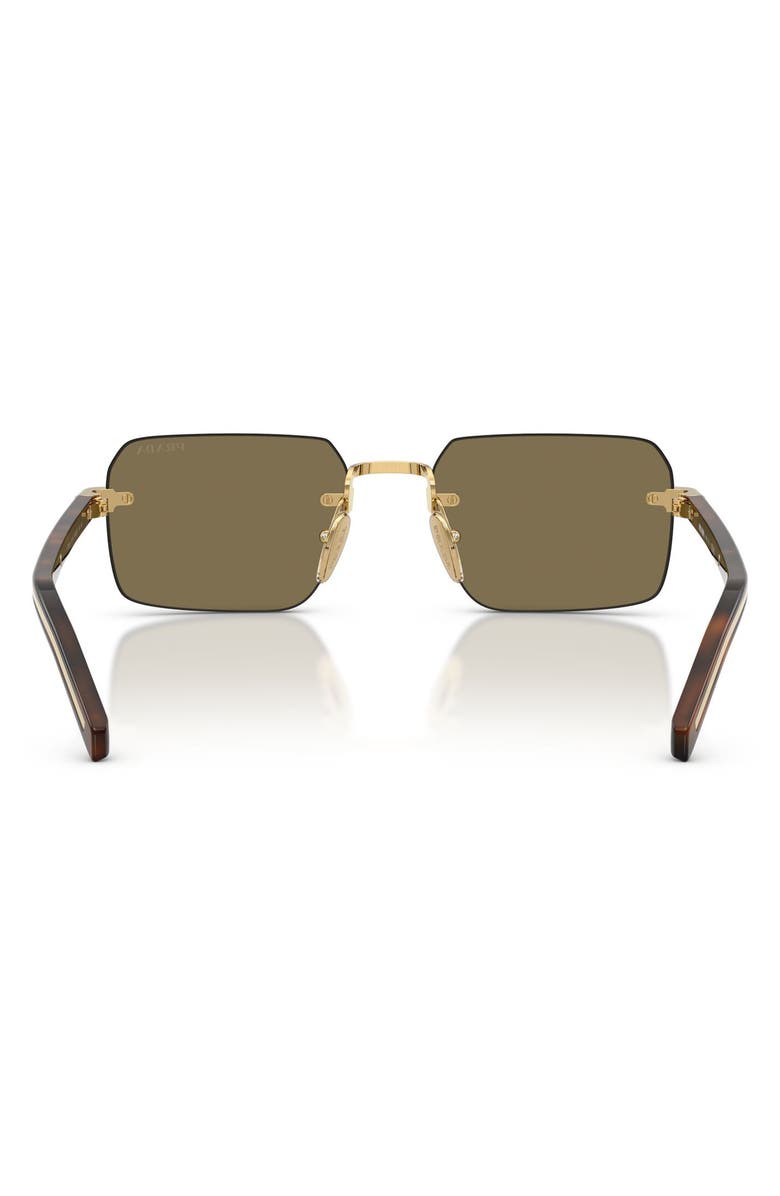 Prada 55mm Rectangular Sunglasses, Alternate, color, Gold / Light Brown