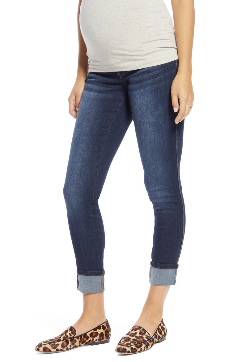 Roll Cuff Skinny Maternity Jeans, Main, color, GIOVANNA