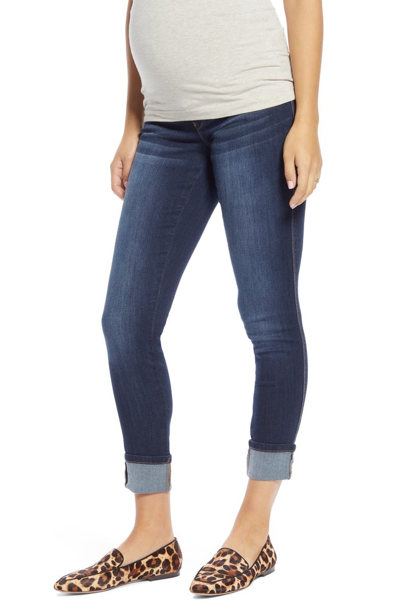 1822 Denim Roll Cuff Skinny Maternity Jeans, Main, color, 