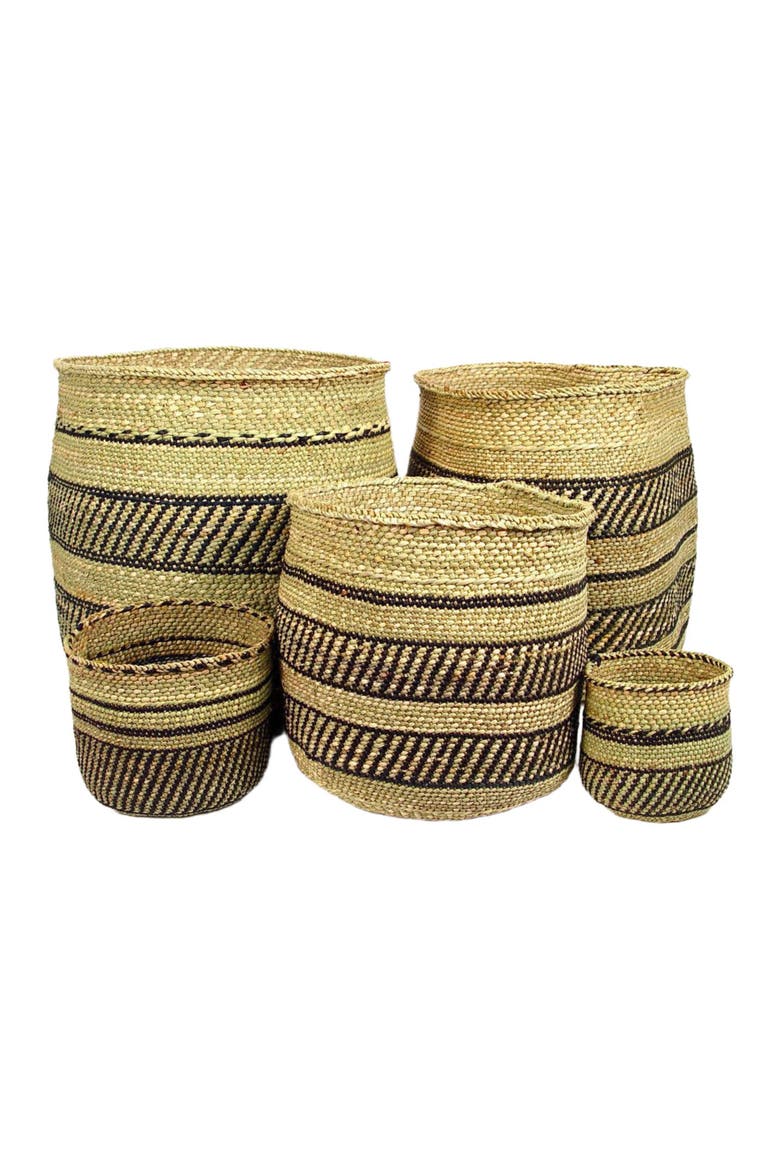 Black Stripe Iringa Basket, Alternate, color, Black Stripe