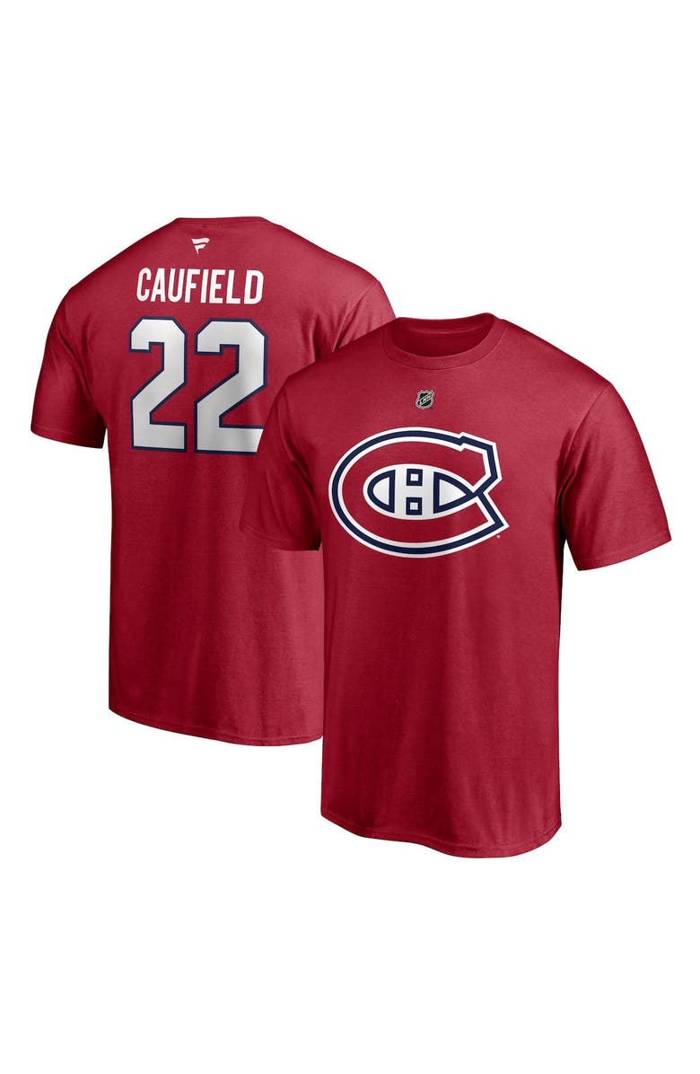 FANATICS Men's Fanatics Branded Cole Caufield Red Montreal Canadiens Authentic Stack Name & Number T-Shirt, Main, color,