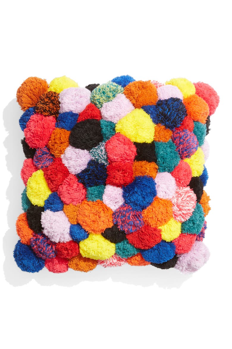 All Over Pom Accent Pillow, Main, color, BRIGHTS