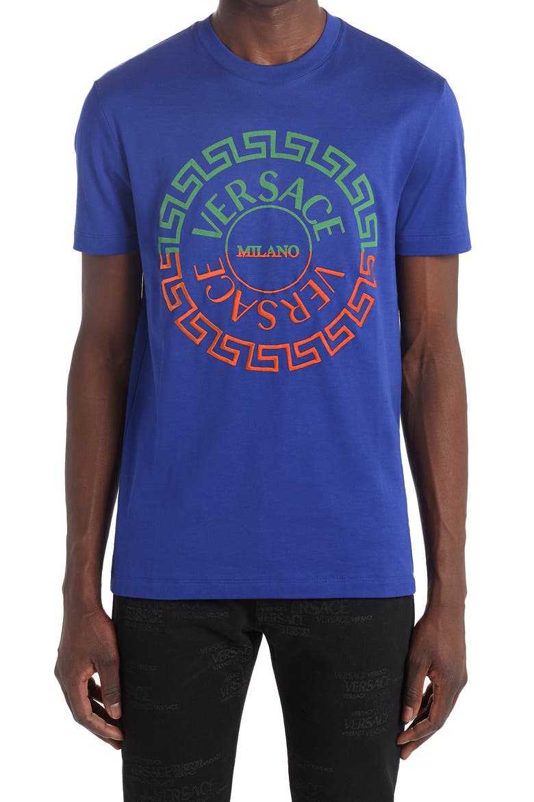 Bicolor Logo Graphic Tee, Main, color, BLUE MULTI