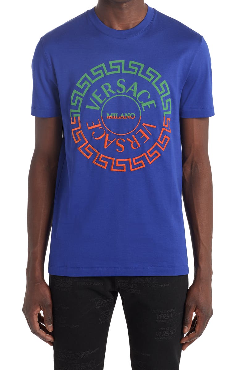 Versace Bicolor Logo Graphic Tee, Main, color,
