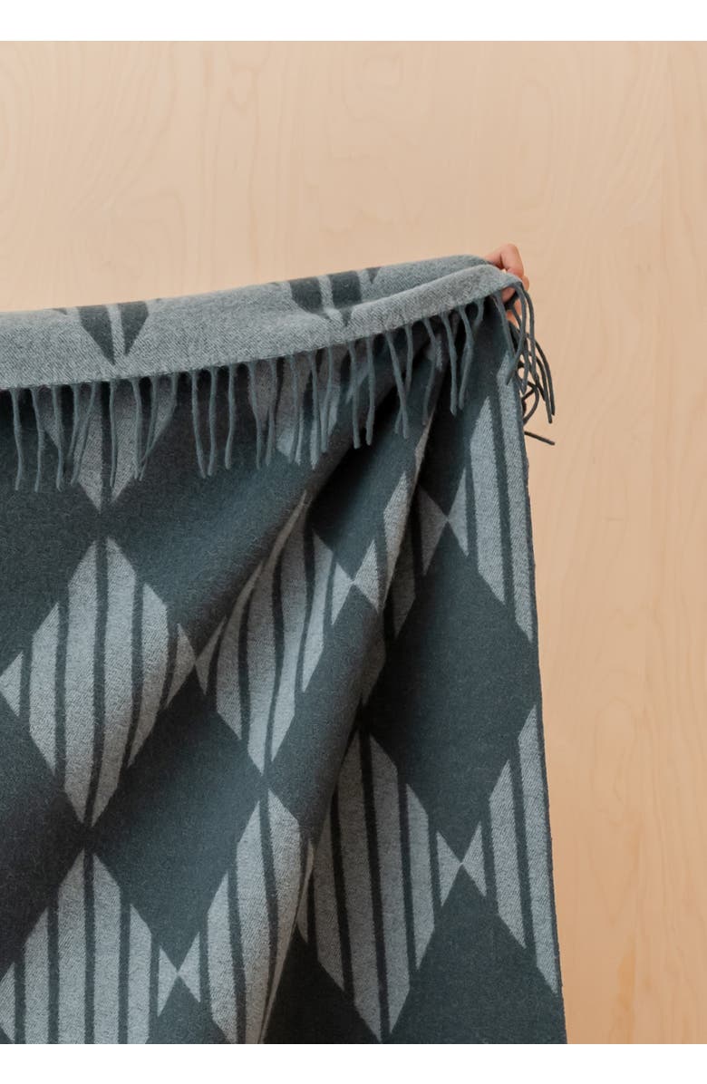 TBCo Lambswool Jaquard Throw Blanket, Alternate, color, Green Stripe Harlequin