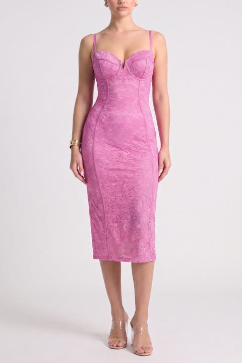 Shapewear All-Lace Hourglass Corset Side Slit Midi Dress