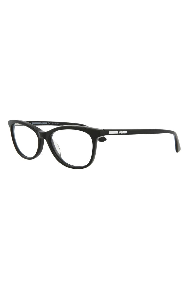 McQueen 50mm Core Oval Optical Glasses, Alternate, color, Black Black Transparent