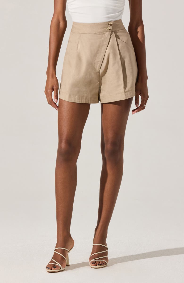 ASTR the Label Asymmetric Pleat Shorts, Main, color, Natural