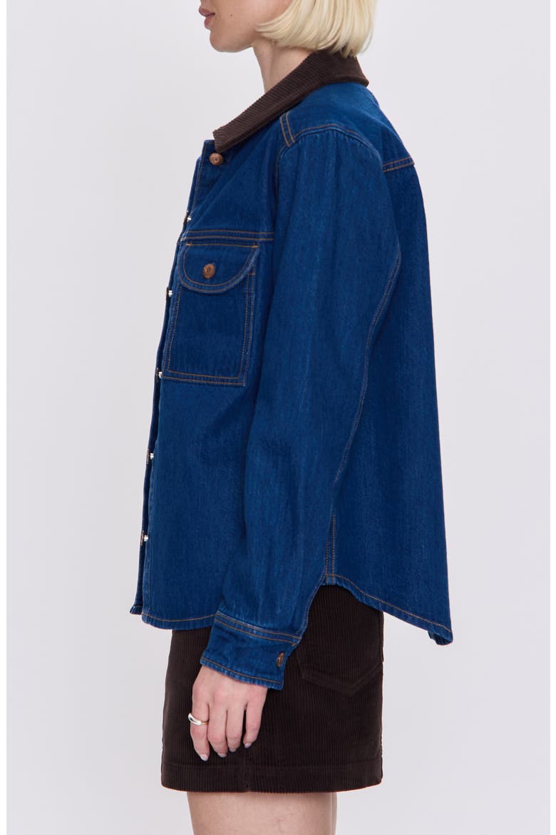 Corduroy Collar Denim Jacket, Alternate, color, INFINITY