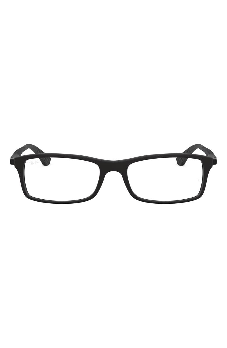 Ray-Ban 56mm Rectangular Optical Glasses, Main, color, Matte Black