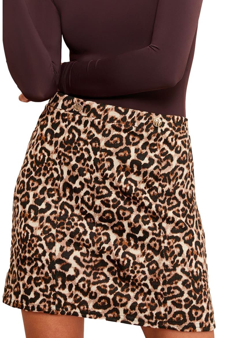 Animal Jacquard Miniskirt, Main, color, BROWN