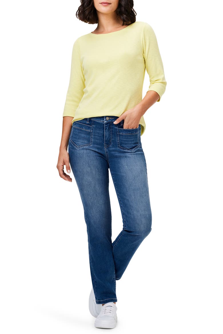 Boat Neck Cotton T-Shirt, Alternate, color, CITRUS