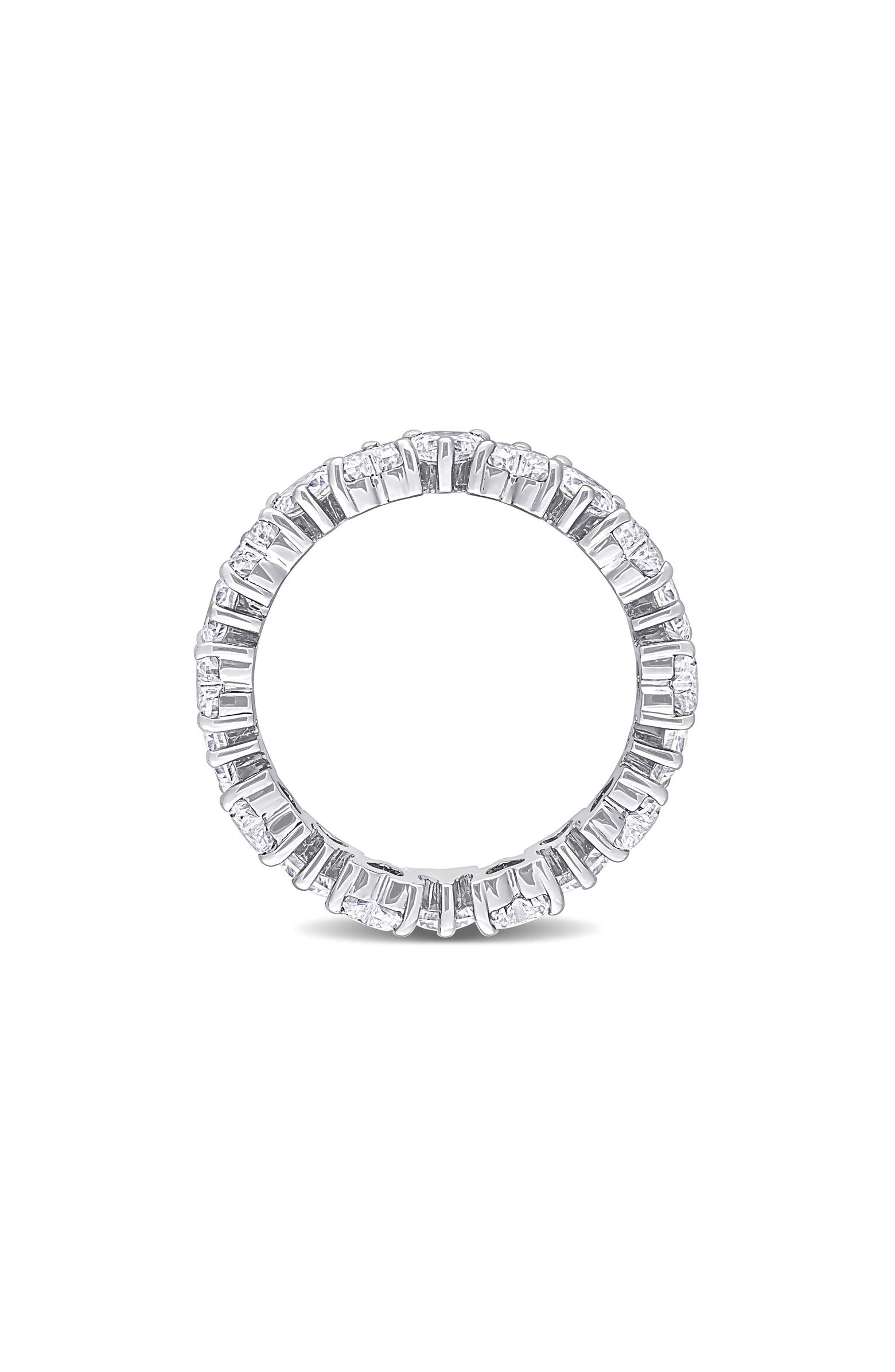 DELMAR Sterling Silver Lab Created Moissanite Heart Eternity Ring ...