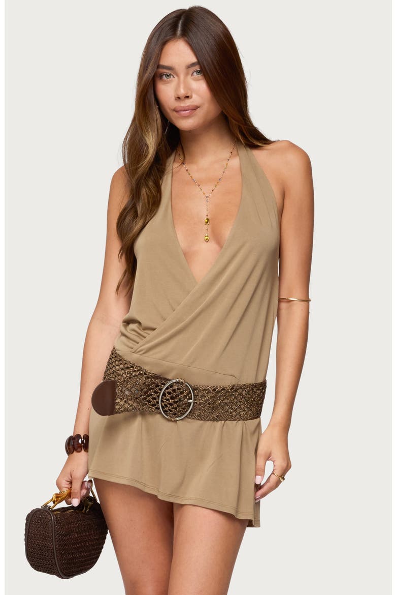 Lukka Halter Minidress, Alternate, color, MOCHA