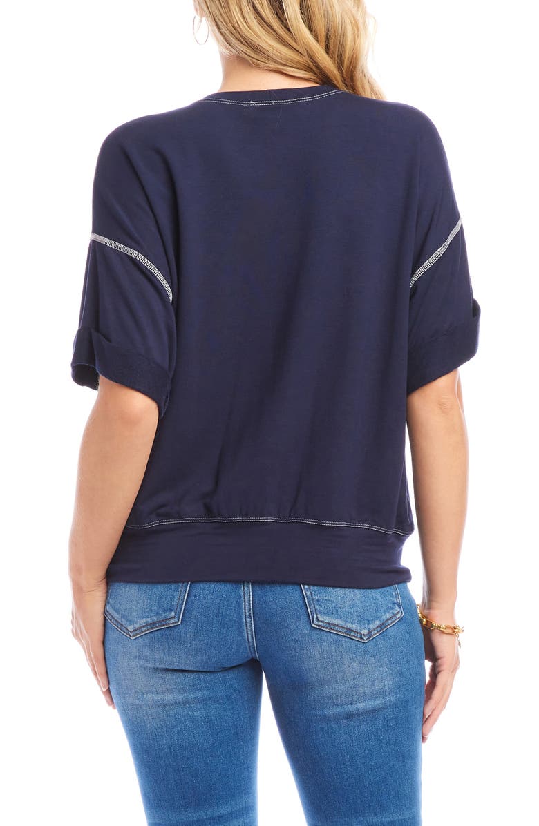 Karen Kane Cuffed Sleeve French Terry T-Shirt, Alternate, color,