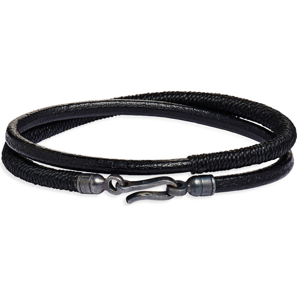 Caputo & Co Leather Double Wrap Bracelet In Black