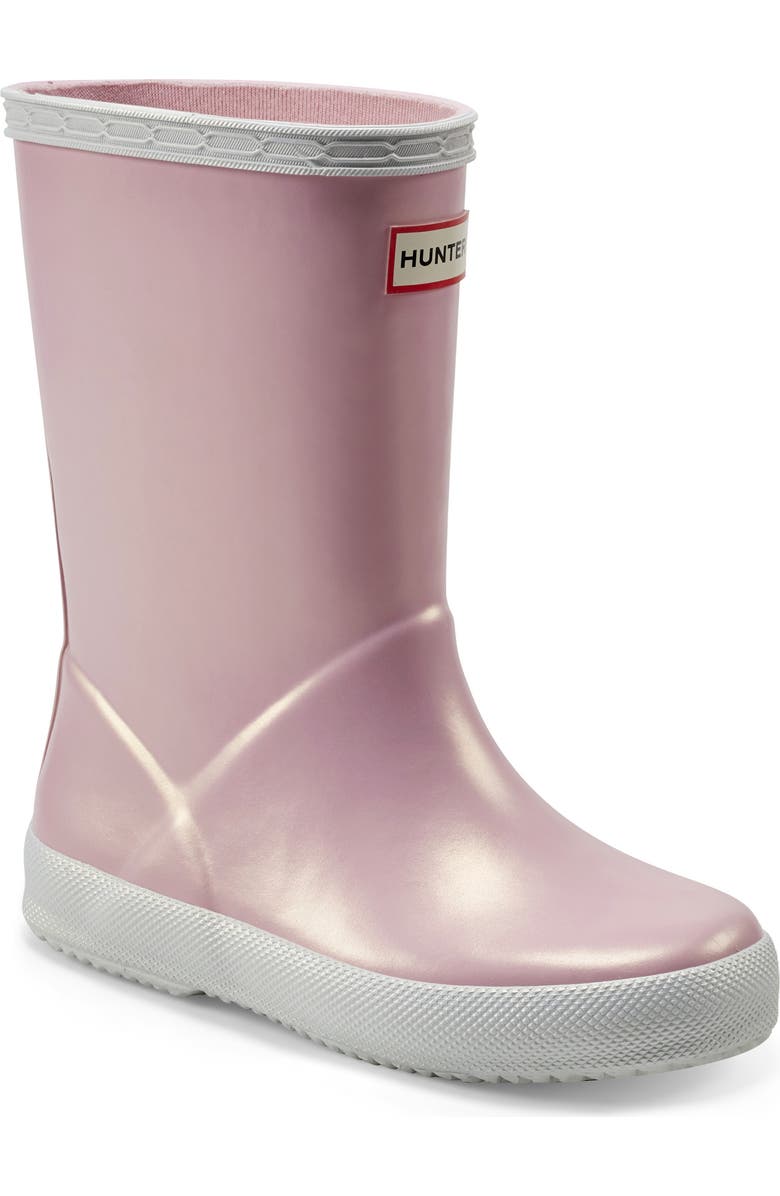 Hunter First Classic Nebula Waterproof Rain Boot, Main, color, Foxglove/ White