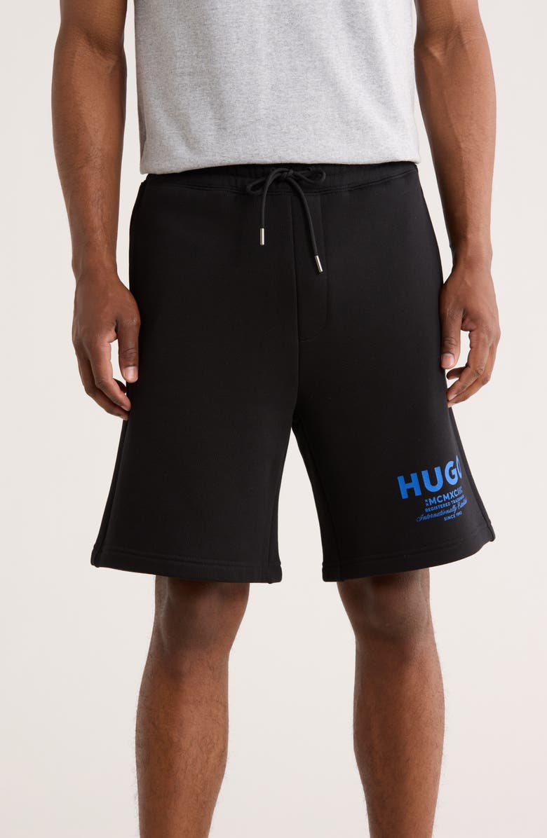HUGO Nomario Cotton Shorts, Main, color, Black