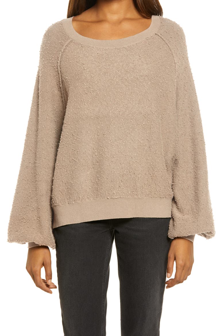 Found My Friend Bouclé Pullover, Main, color, FRENCH GREY