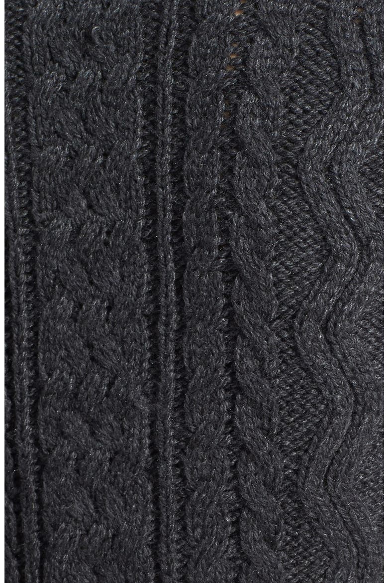 Cabled Crop Sweater, Alternate, color, DARK CHARCOAL