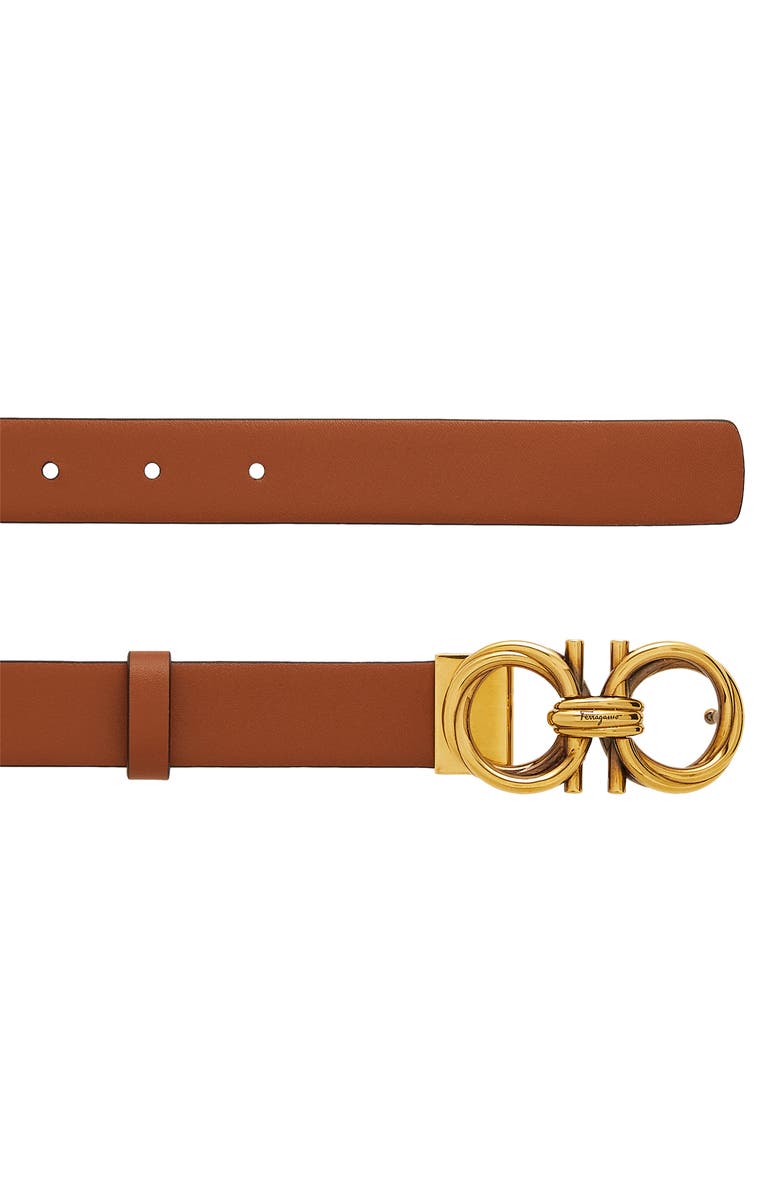 FERRAGAMO Double Gancio Calfskin Leather Belt, Alternate, color, 