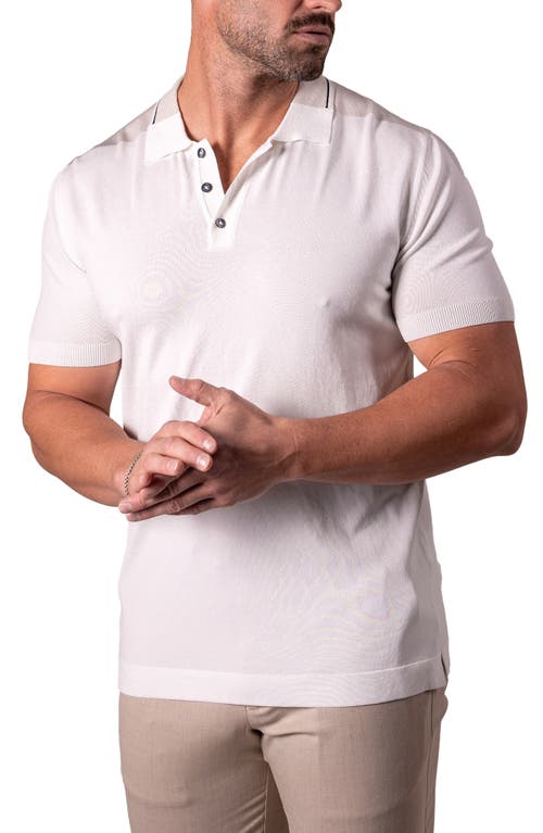 Maceoo Tipped Colorblock Polo In White