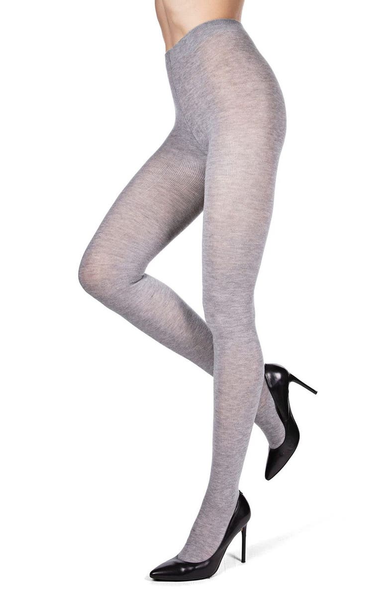 MeMoi Flat Knit Sweater Tights, Alternate, color, Lt Gray Heather