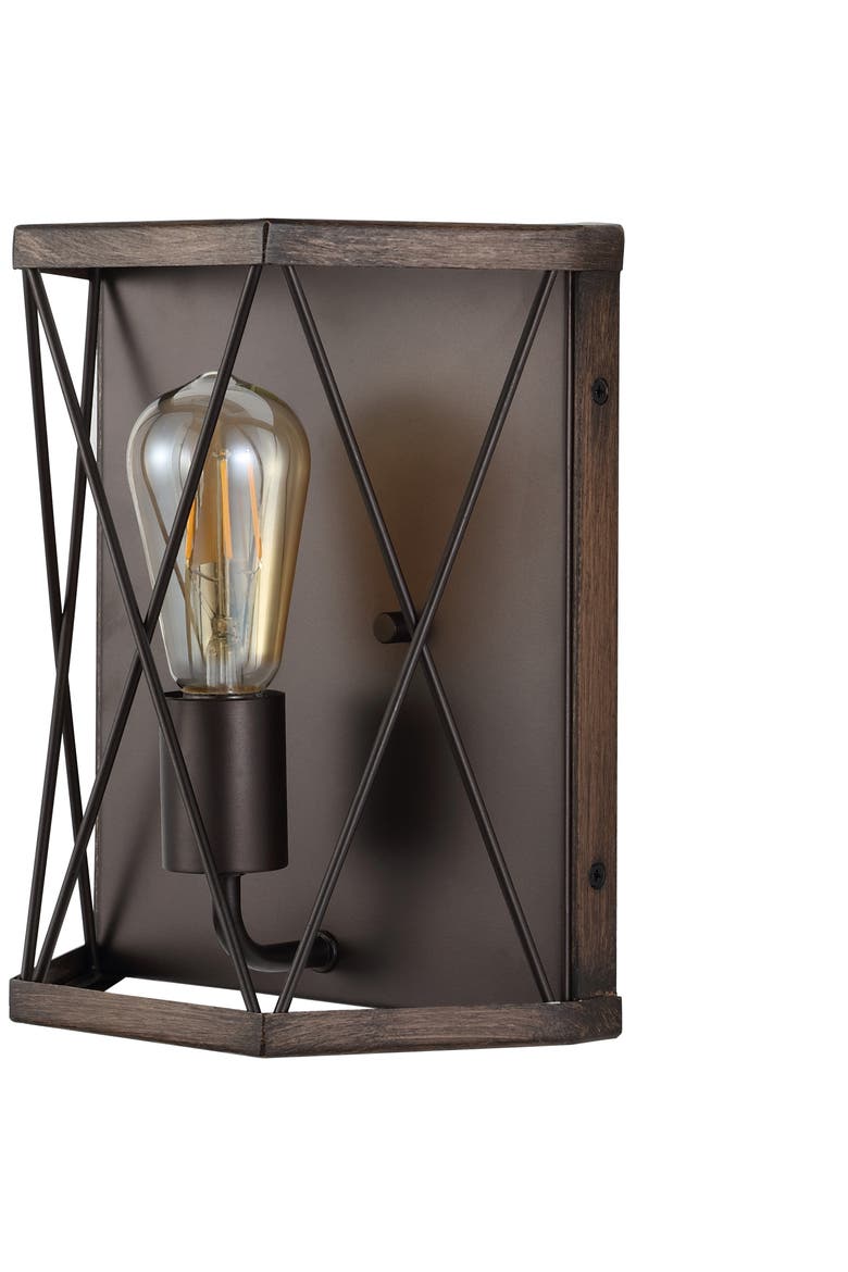 Liam 1-Light Rustic Farmhouse Iron LED Sconce, Alternate, color, Dark Brown/Oil Rubbed Bronze