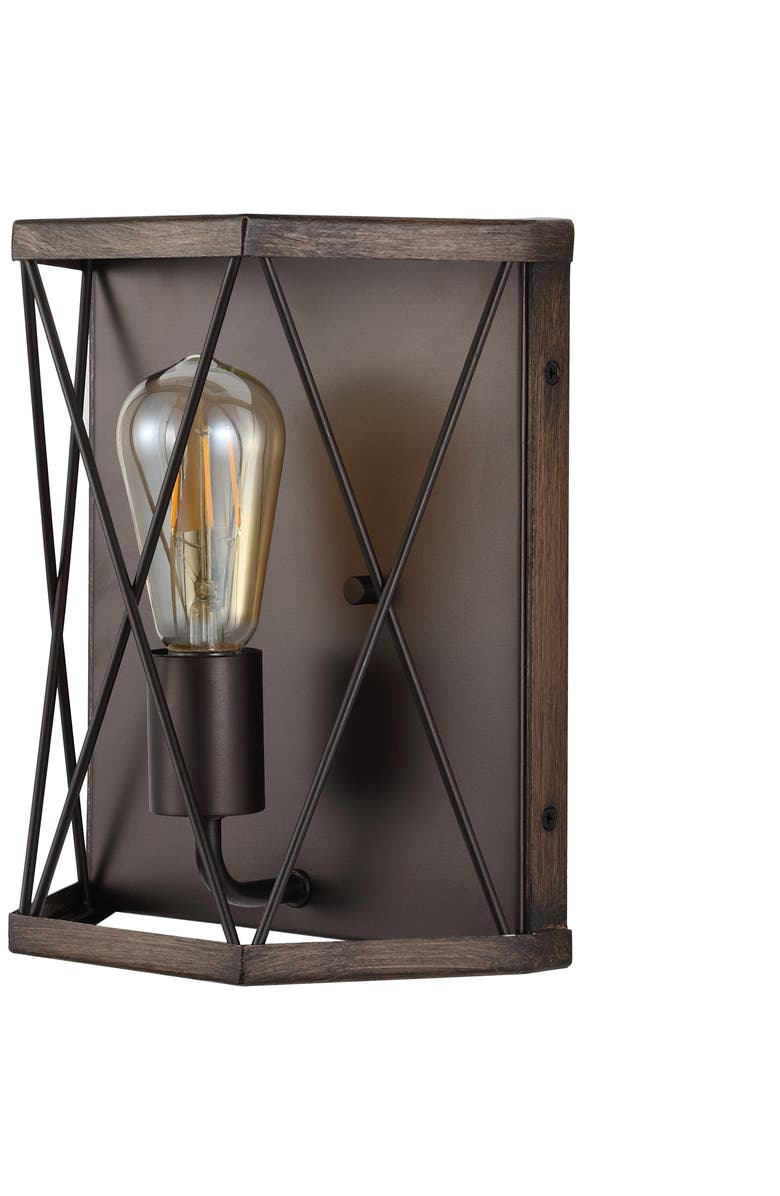 JONATHAN Y Liam 1-Light Rustic Farmhouse Iron LED Sconce, Alternate, color, Dark Brown/Oil Rubbed Bronze