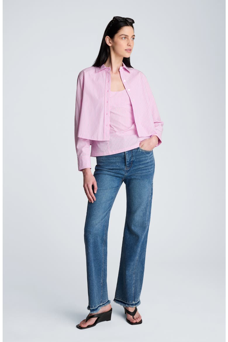 Button-Up Stripe Crop Shirt, Alternate, color, CANDY PINK MULTI