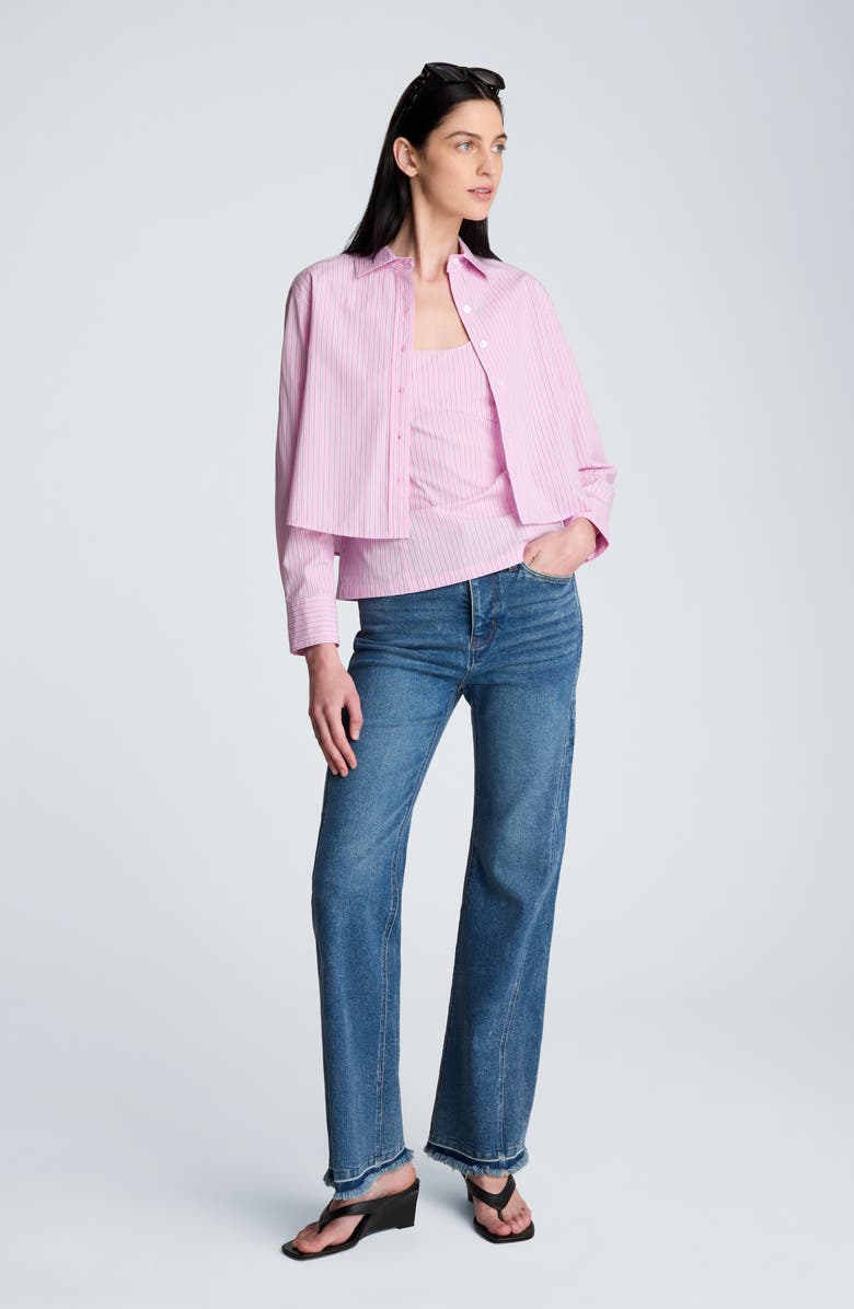 Kenneth Cole Button-Up Stripe Crop Shirt, Alternate, color,