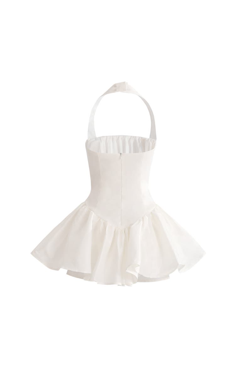 Halter Flared Dress, Alternate, color, White