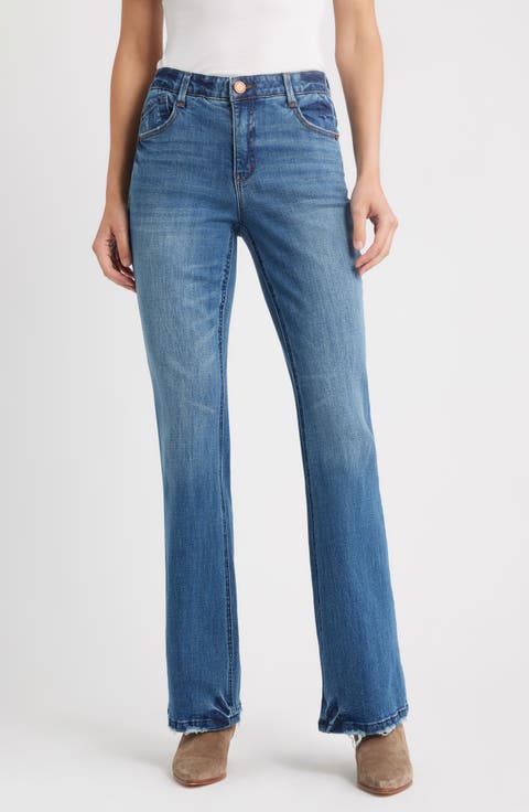 Madison 'Ab'Solution High Waist Itty Bitty Bootcut Jeans (Mid Blue Artisanal) (Regular & Petite)