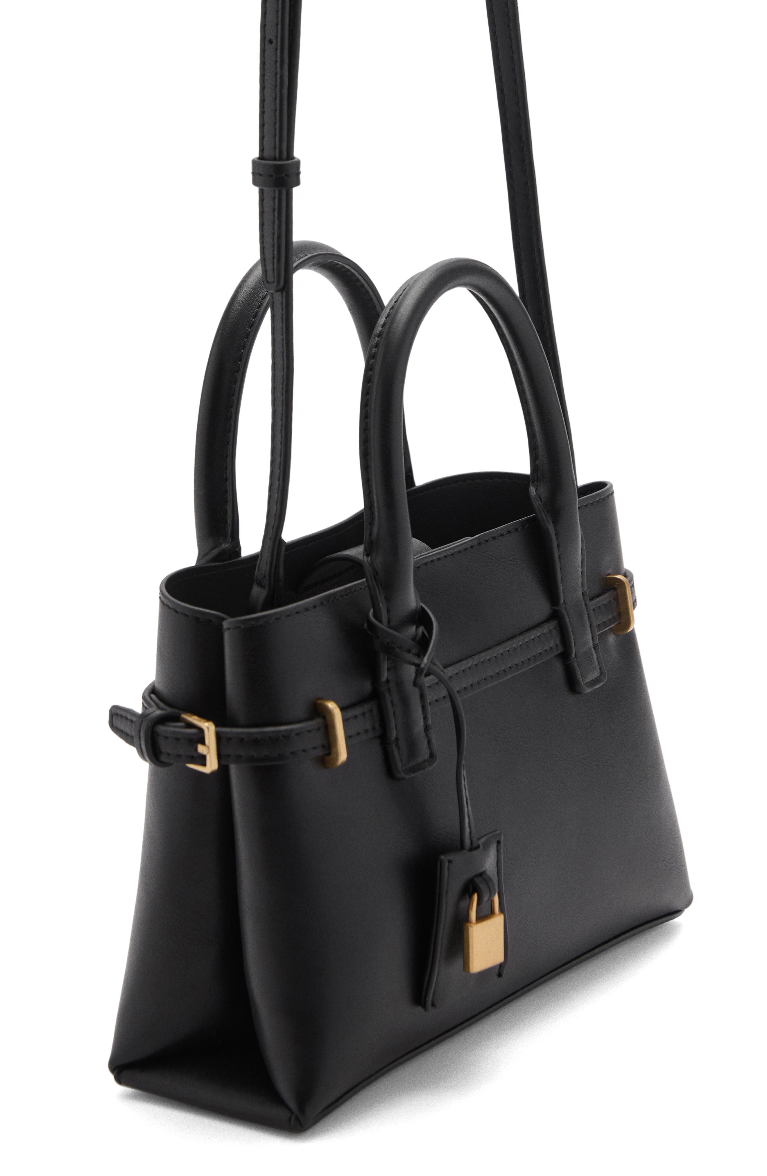 MANGO Padlock Detail Mini Shopper Bag, Alternate, color, 
