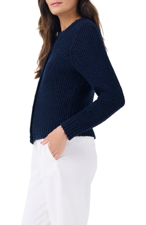Nic + Zoe Nic+zoe Round Neck Button Up Cardigan In Dark Indigo
