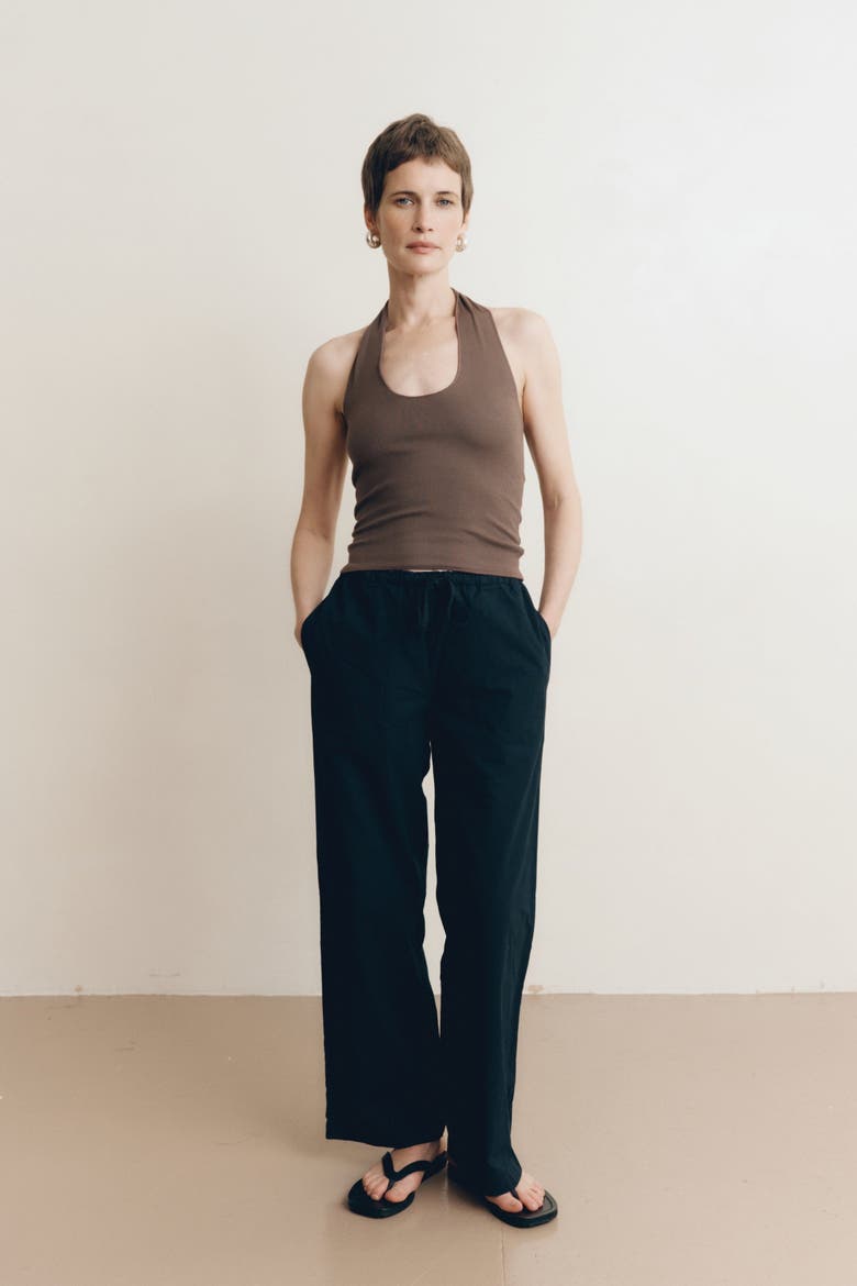 Siena Organic Cotton Poplin Pant, Alternate, color, Black
