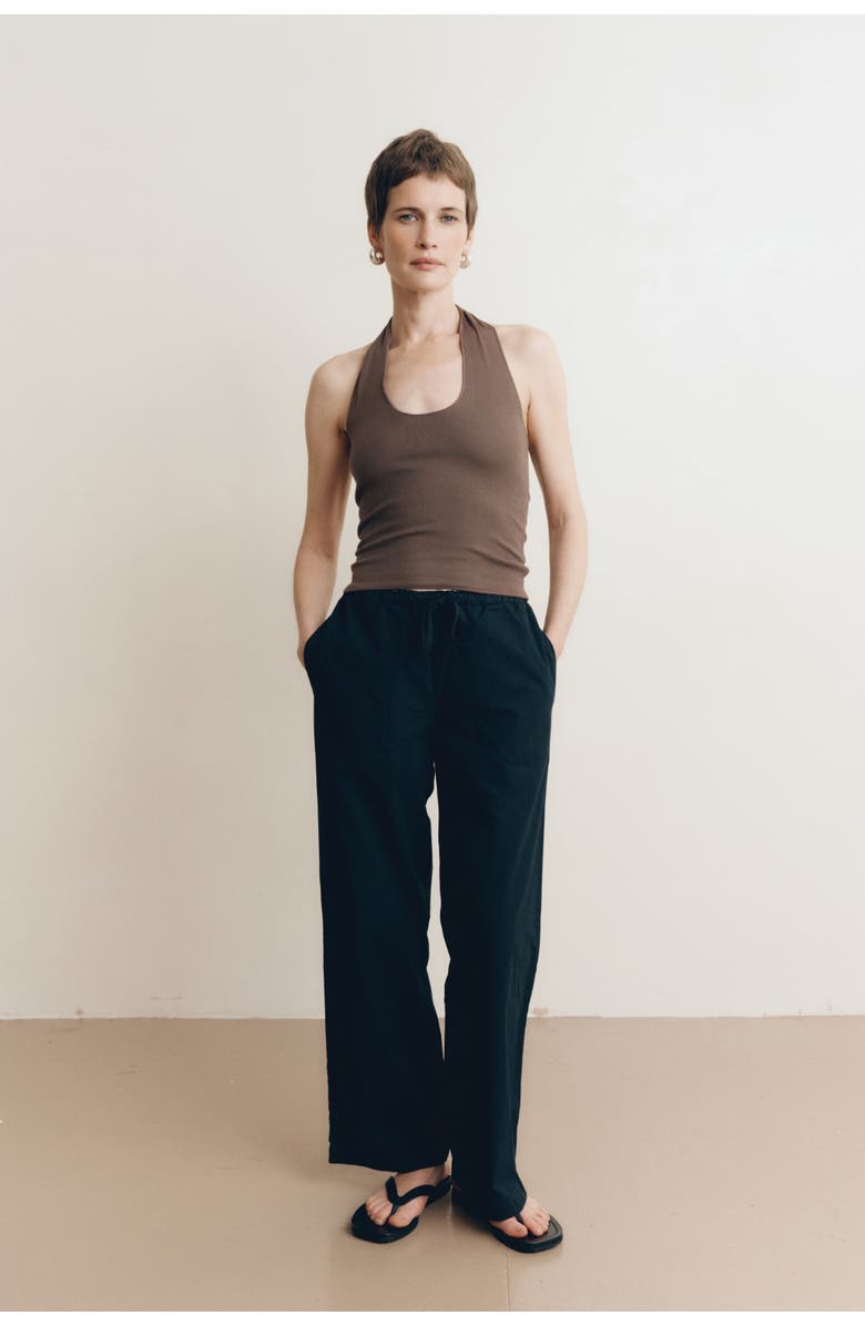 VIR VITA Siena Organic Cotton Poplin Pant, Alternate, color, Black