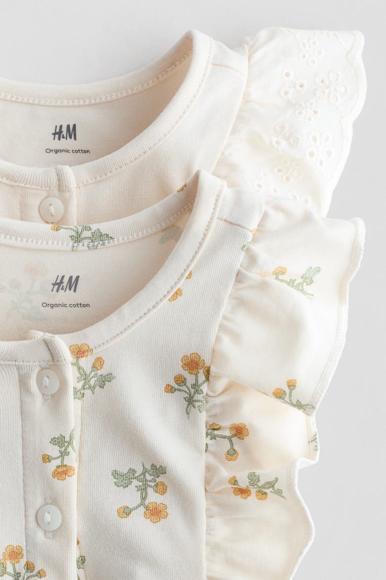 2-pack Frill-detail Romper Suits, Alternate, color, Cream/floral