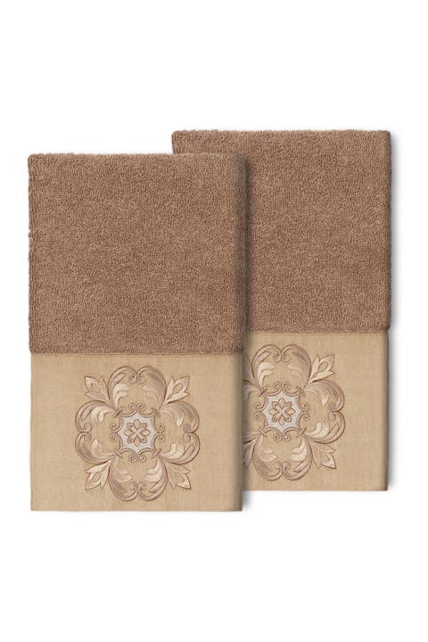 Alyssa Embellished Hand Towel - Set of 2 - Latte