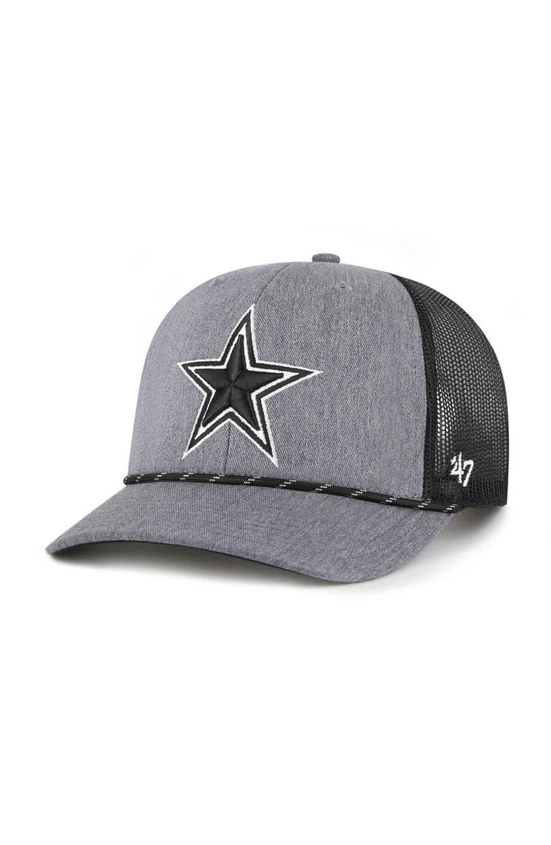 '47 Men's '47 Heather Charcoal Dallas Cowboys Carbon Rope Trucker Adjustable Hat, Main, color, Heather Charcoal