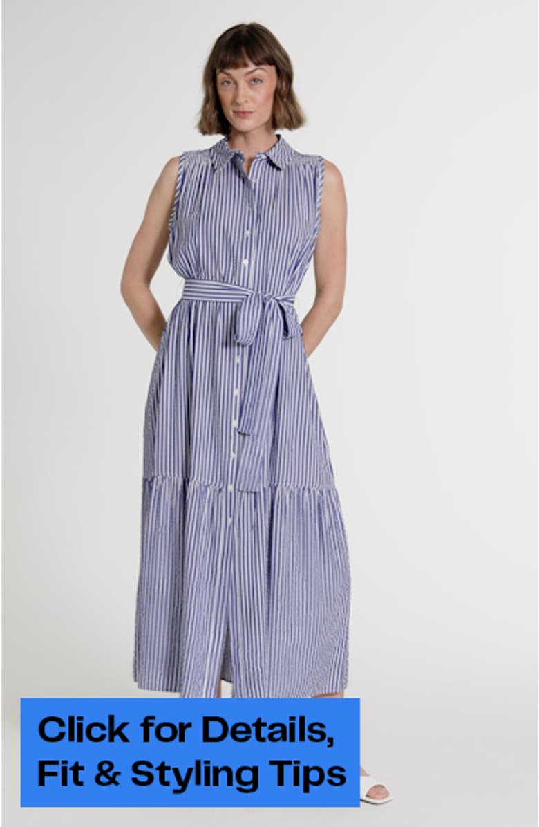Seersucker Tie Waist Maxi Shirtdress, sales video thumbnail