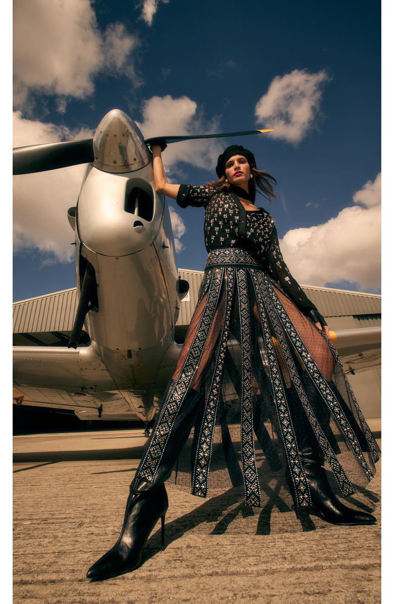 Temperley London Gallantry Skirt, Alternate, color, Black