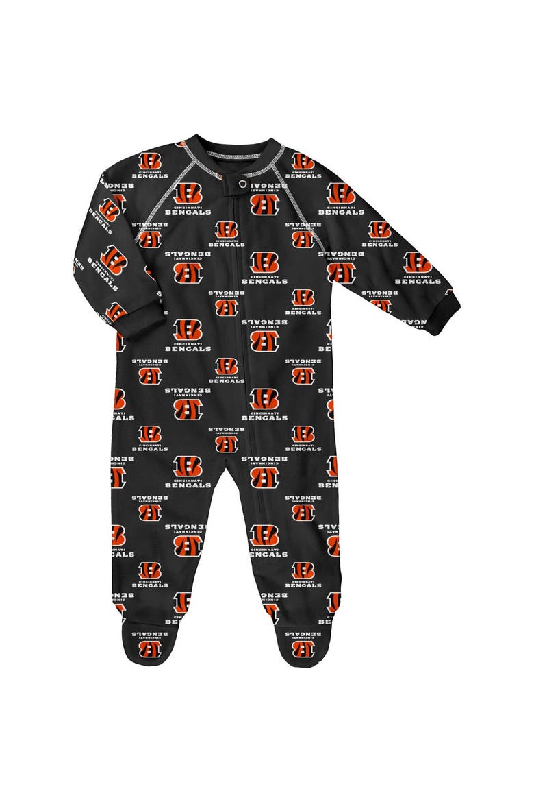 Infant Black Cincinnati Bengals Allover Print Raglan Full-Zip Jumper, Main, color, Black