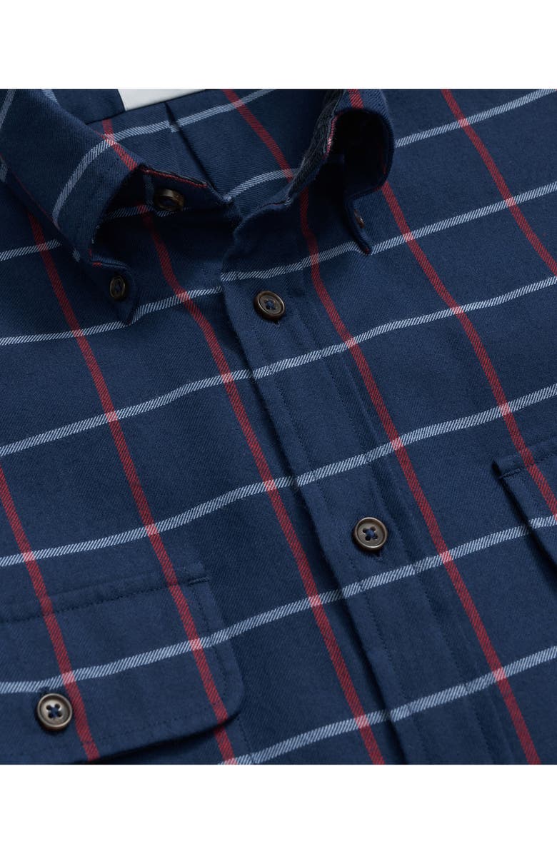 Brooks Brothers Plaid Cotton & Cashmere Flannel Button-Up Shirt, Alternate, color, Navy